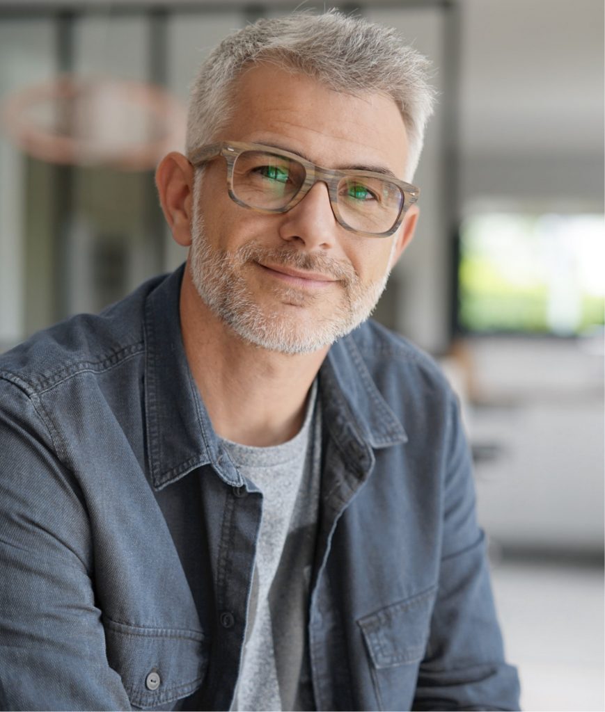 Handsome older man in glasses