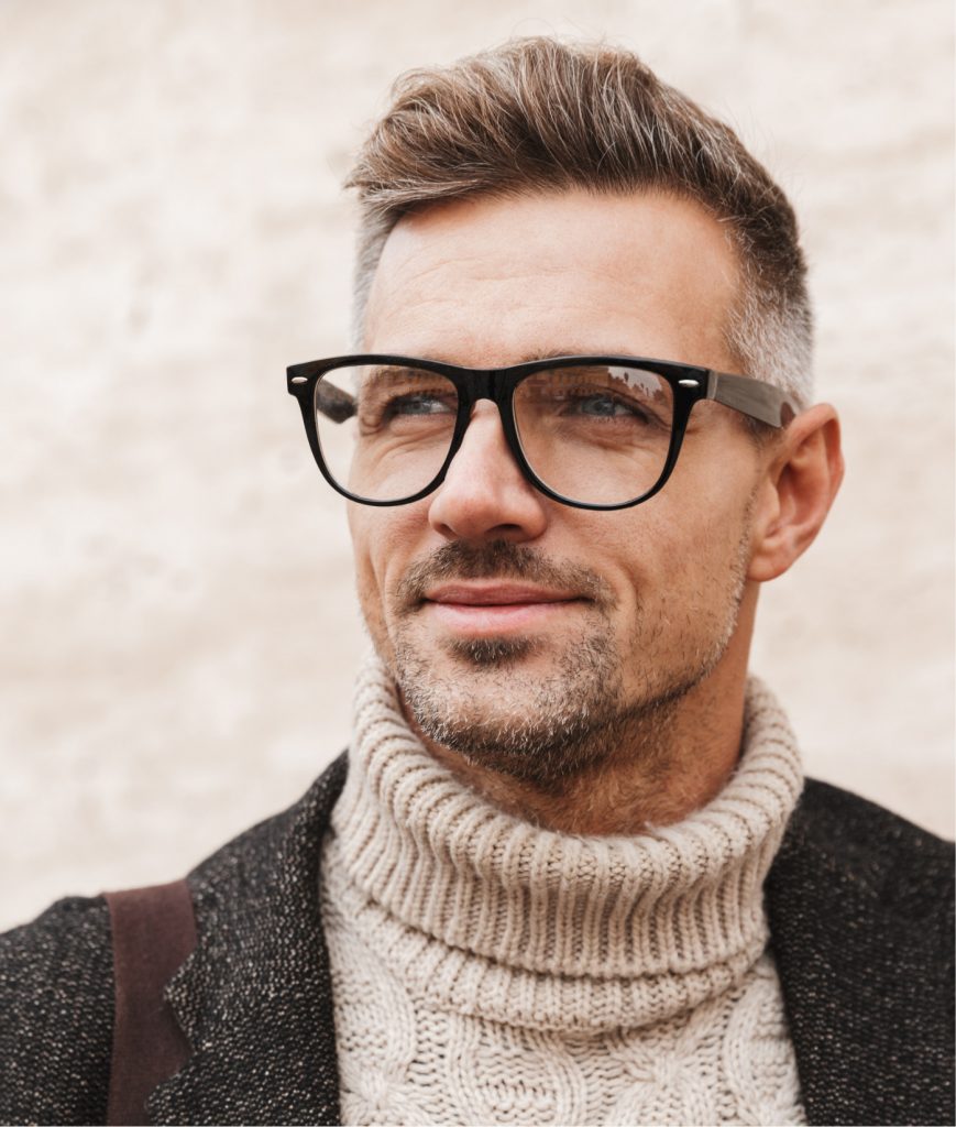 Handsome older man wearing glasses