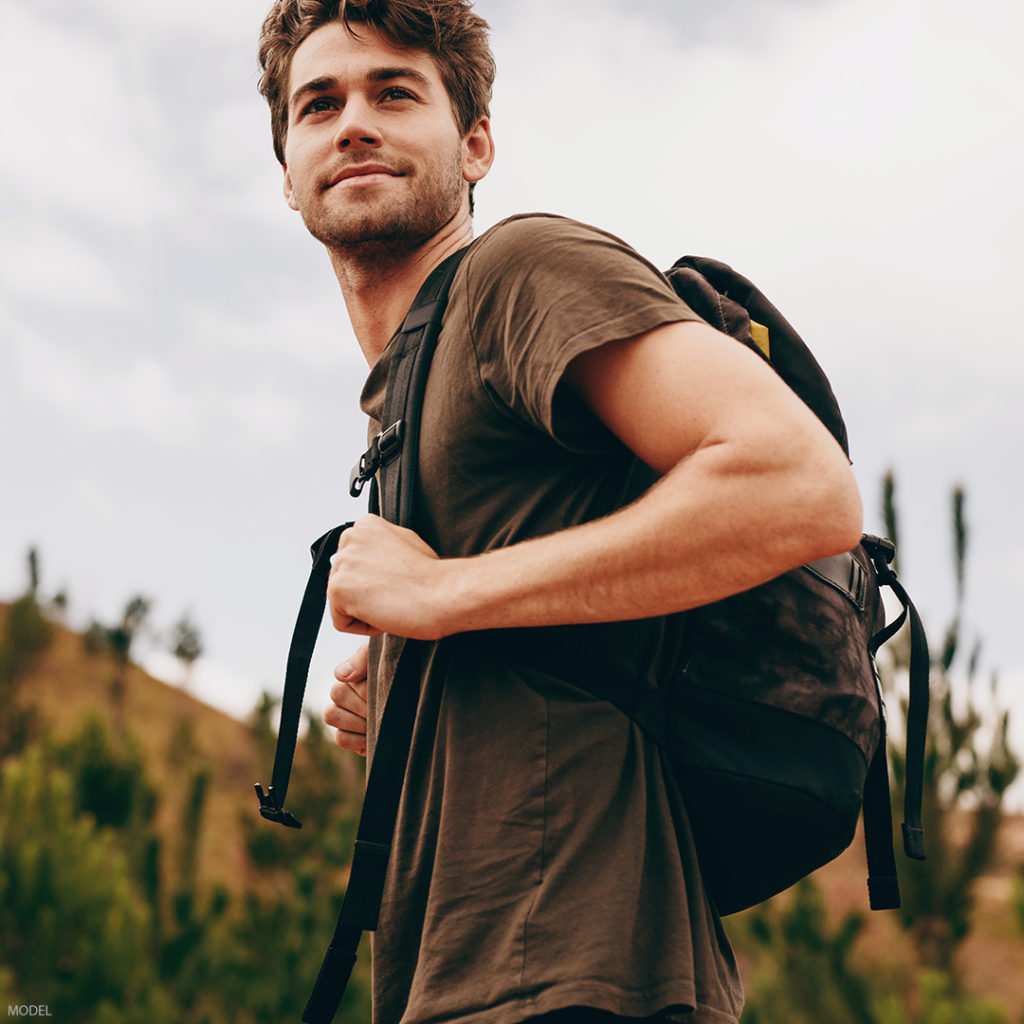 Man hiking with a backpack