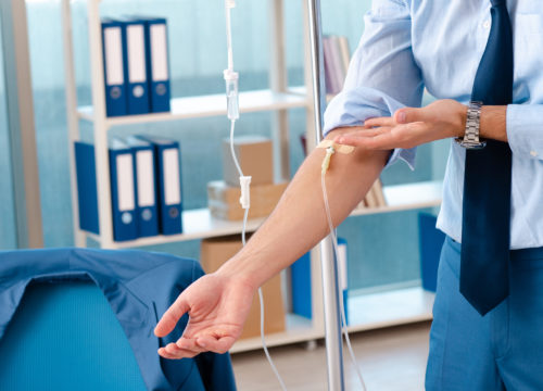 Man getting IV Infusion Therapy