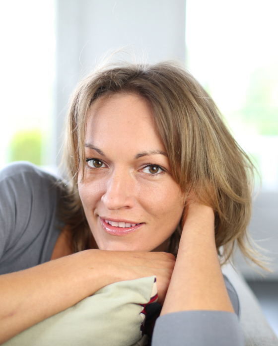 Woman sitting on a couch