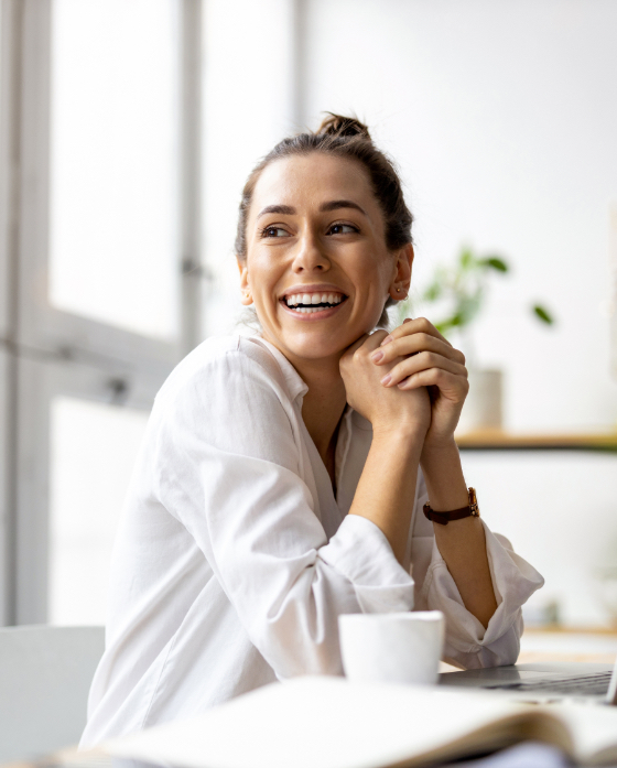 Smiling brunette woman