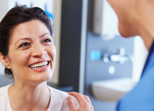 Woman at an annual exam appointment with her doctor