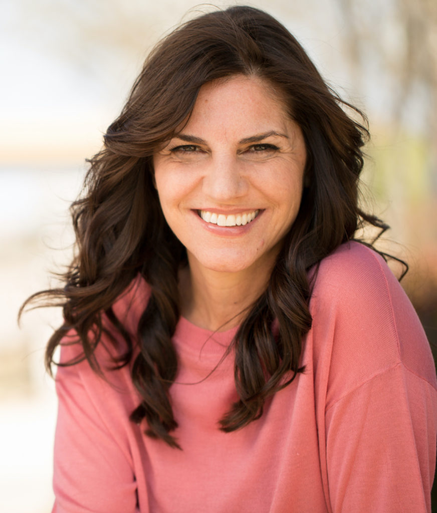 Woman in pink shirt